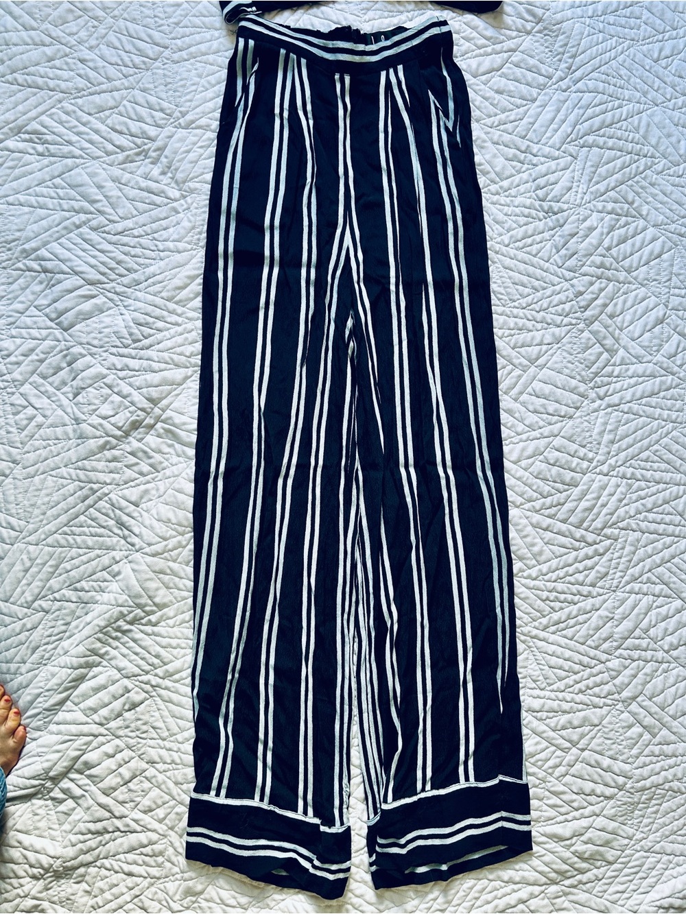 Lulus "Coastal Living" navy blue and white striped two-piece set - Picture 4 of 6